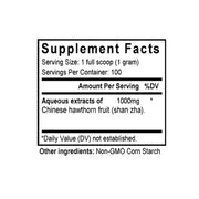 Shan Zha (Hawthorn Fruits/Crataegus) (100 Grams Granules) - Supplement Facts