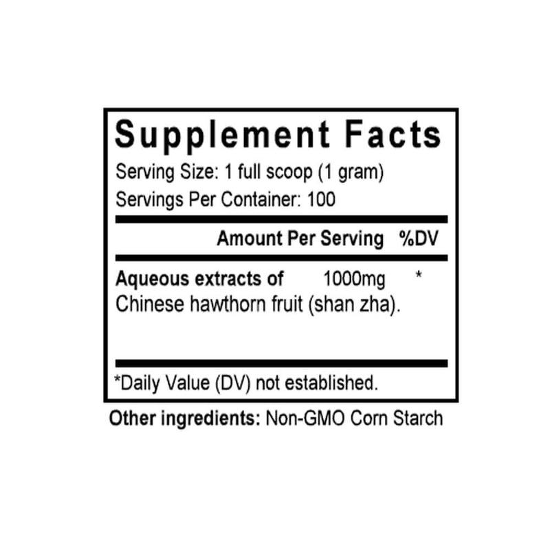 Shan Zha (Hawthorn Fruits/Crataegus) (100 Grams Granules) - Supplement Facts