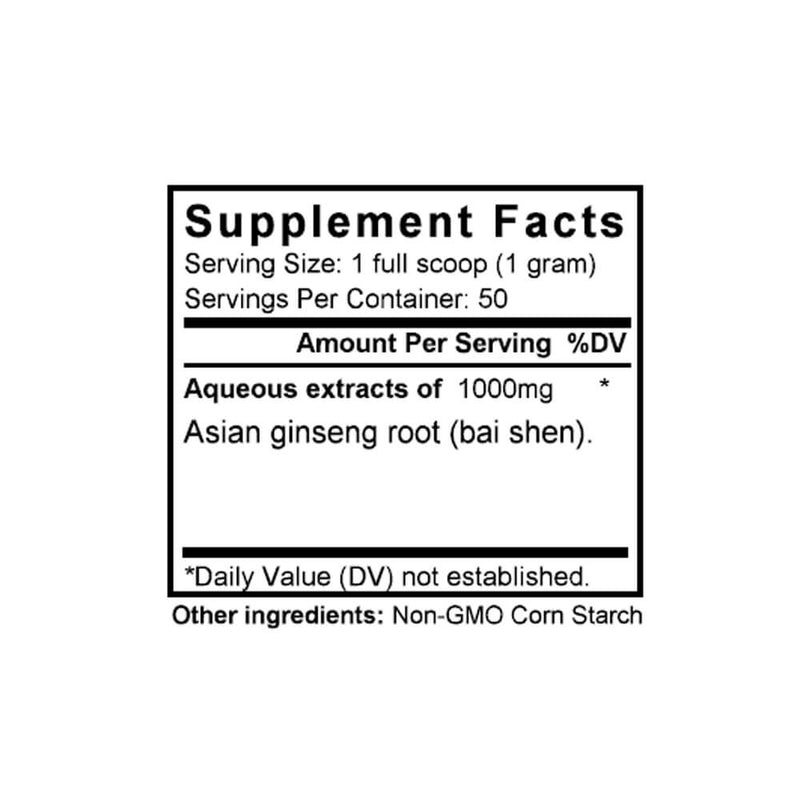 Ren Shen (Bai) (Ginseng Root (White)) (50 Grams Granules) - Supplement Facts