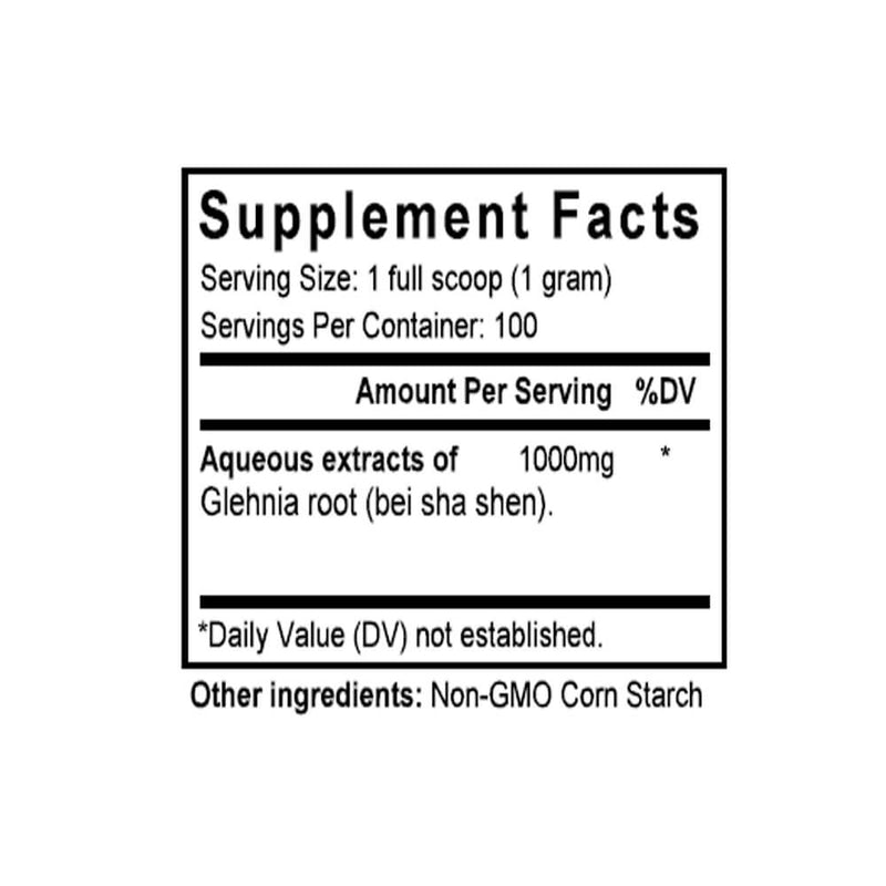 Bei Sha Shen (Glehnia Root) (100 Grams Granules) - Supplement Facts