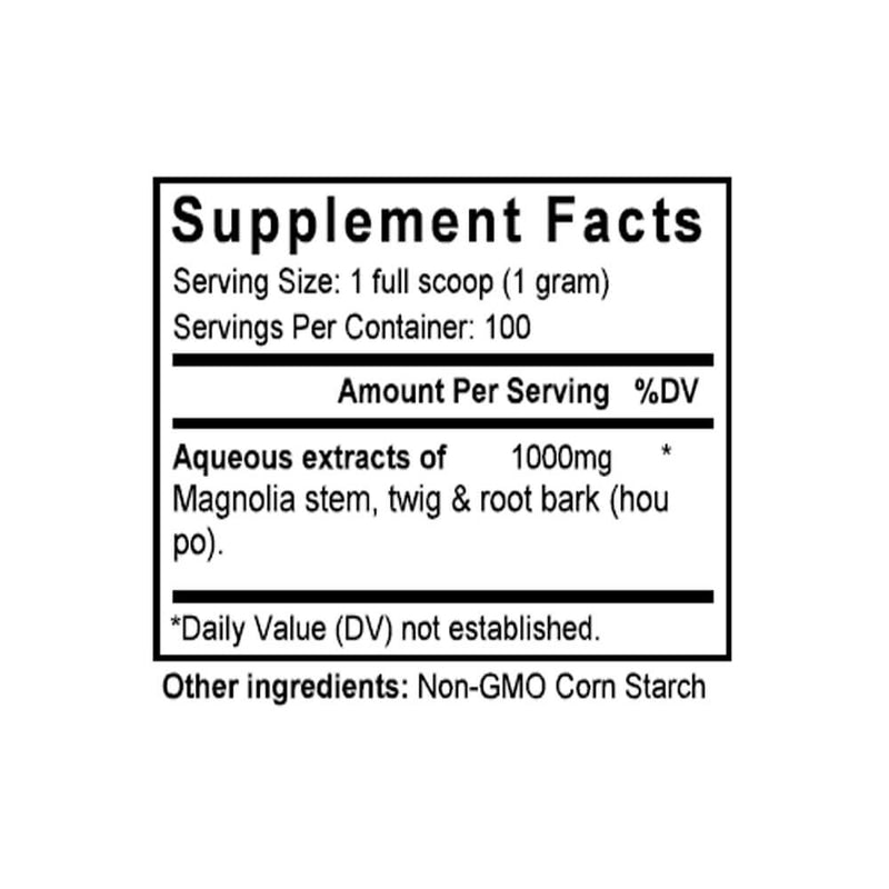 Hou Po (Magnolia Bark) (100 Grams Granules) - Supplement Facts