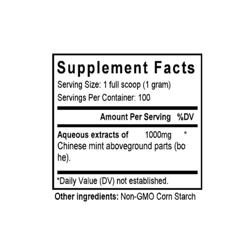 Bo He Ye (Mentha) (100 Grams Granules) - Supplement Facts