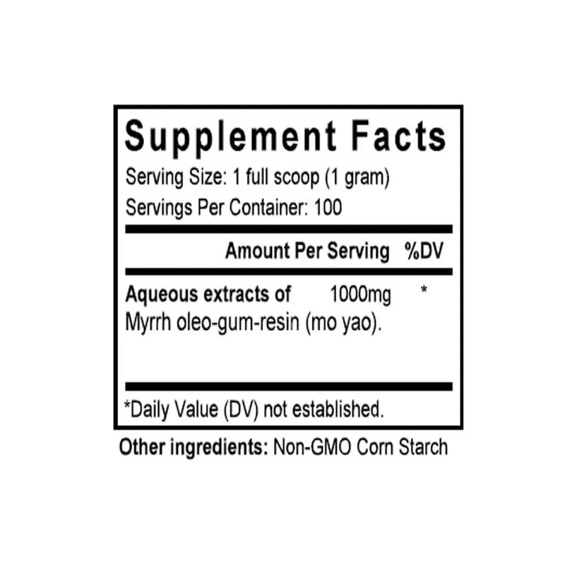 Mo Yao (Myrrh) (100 Grams Granules) - Supplement Facts