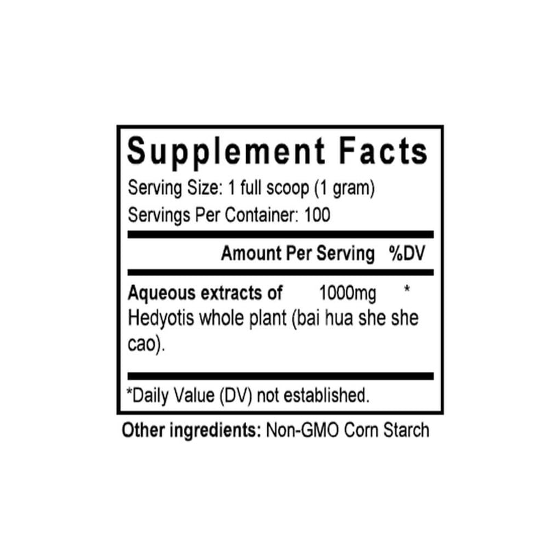 Bai Hua She She Cao (Oldenlandia) (100 Grams Granules) - Supplement Facts