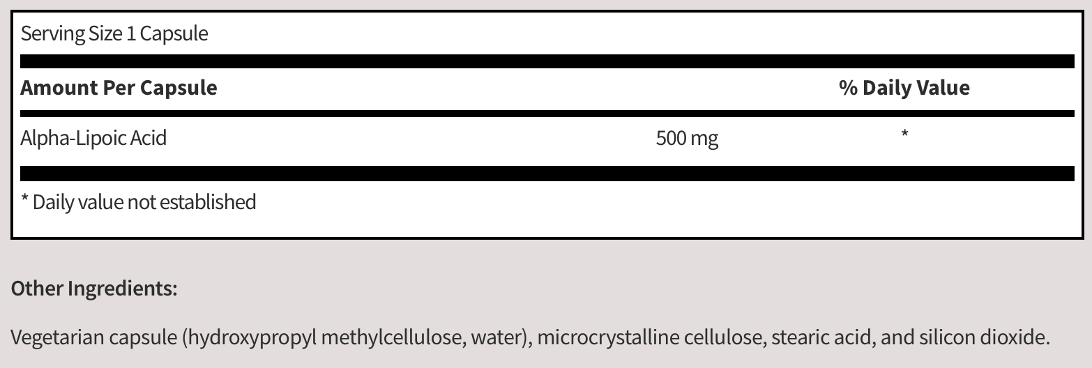 Alpha-Lipoic Acid (500 mg) (90 Capsules)
