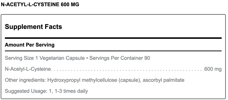 N-Acetyl-L-Cysteine (NAC) (600 mg) (90 Capsules)