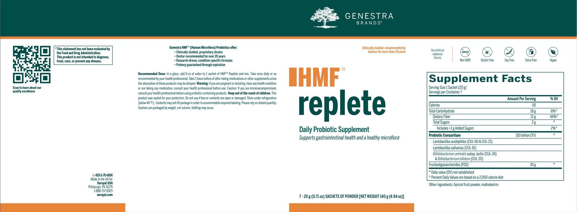 HMF Replete (7 Packs)-Vitamins & Supplements-Genestra-Pine Street Clinic
