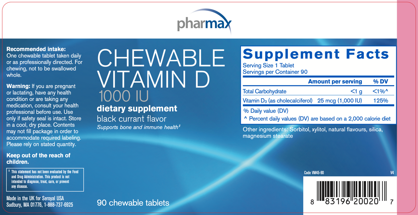 Pharmax - Chewable Vitamin D (90 Chewables) - 