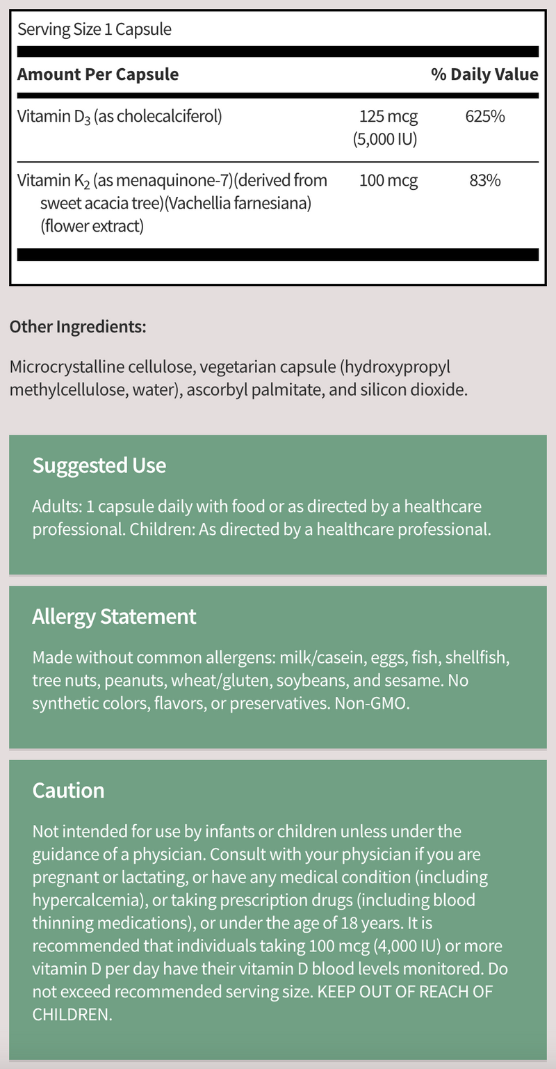 Vitamin D Plus K (60 Capsules)