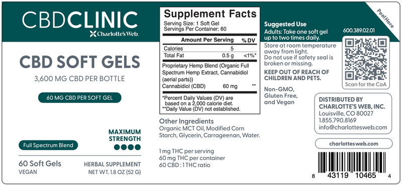 CBD Softgels (60 mg) (60 Softgels)