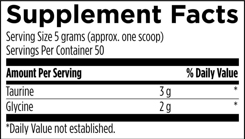 Taurine + Glycine Powder (250g) Supplement Facts
