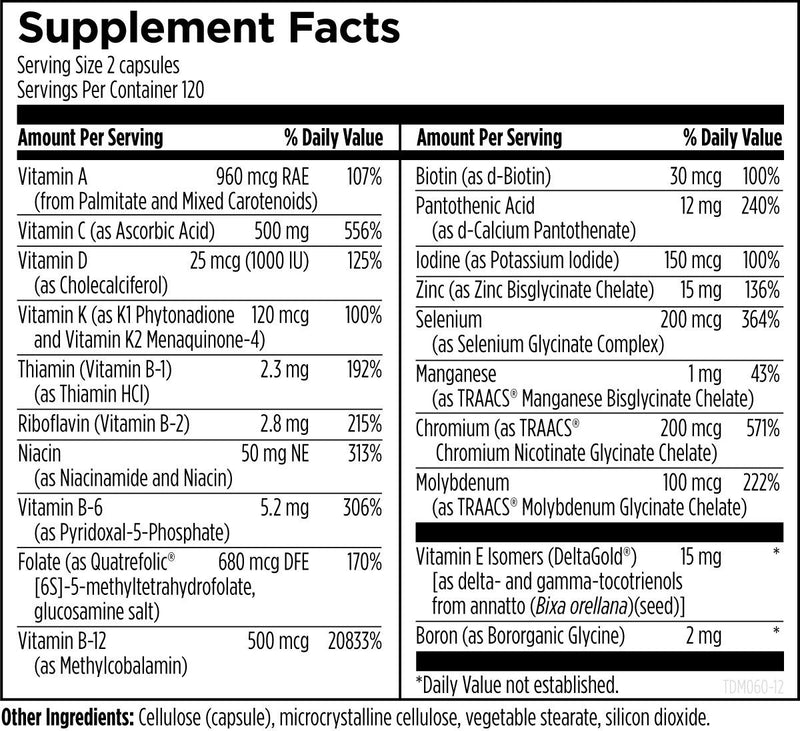 Twice Daily Multi (240 Capsules) Supplement Facts