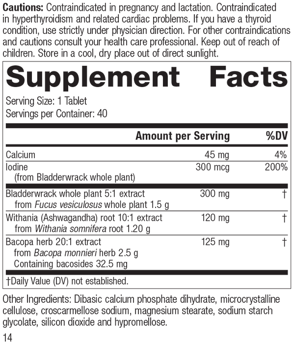 Thyroid Complex, 40 Tablets, Rev 12 Supplement Facts