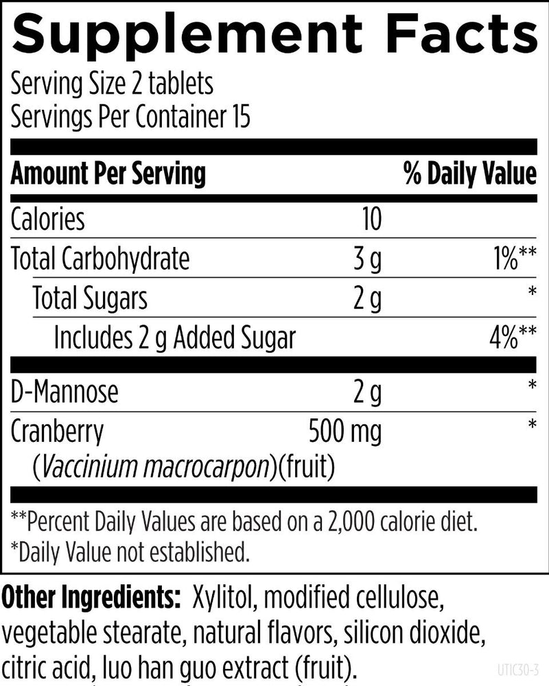 UT Intensive Chewables (30 Tablets) Supplement Facts