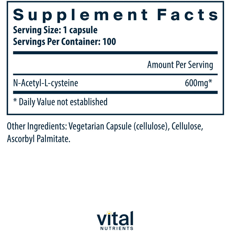 NAC (N-Acetyl-l-Cysteine) (600 mg) (100 Capsules)
