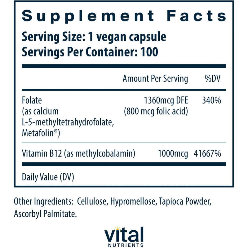 B-12 & Methyl Folate (100 Capsules)