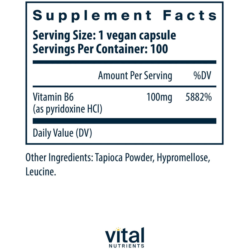 Vitamin B6 100 mg (100 Capsules)