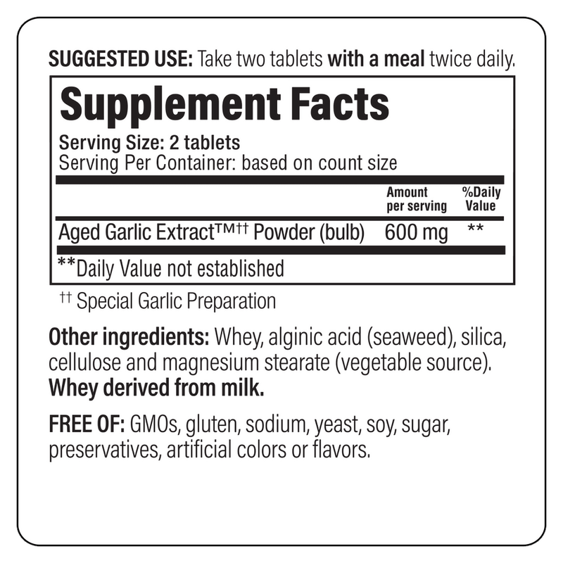 Aged Garlic Extract Formula 100 - Cardio Tablets