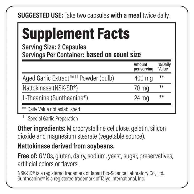 Aged Garlic Extract Formula 109 - Blood Pressure Health (80 Capsules)