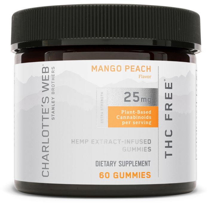 Hemp Extract-Infused Gummies (25 mg) (THC-Free) (Mango Peach Flavor) (60 Gummies)-Vitamins & Supplements-Charlotte's Web-Pine Street Clinic