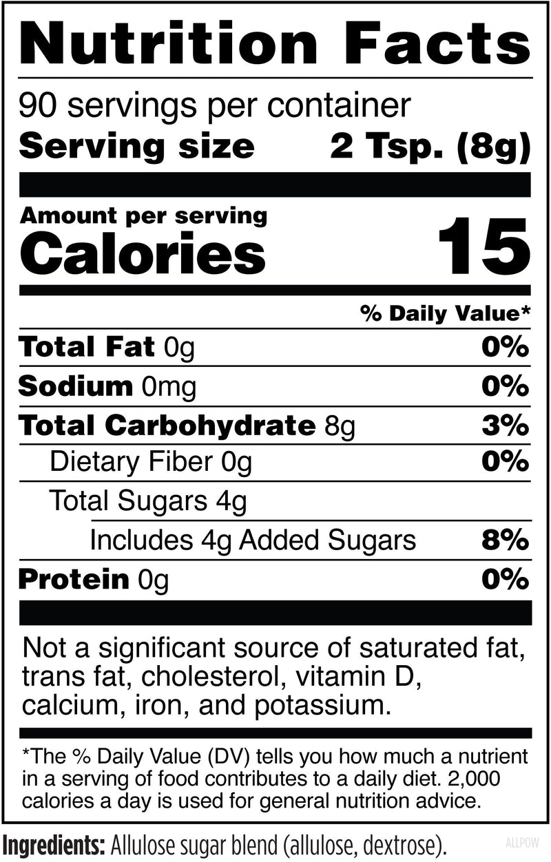 Allulose Complex Powder (720g) Supplement Facts
