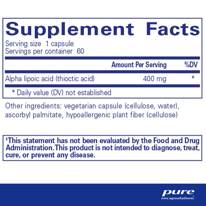 Alpha Lipoic Acid (400 mg)-Vitamins & Supplements-Pure Encapsulations-120 Capsules-Pine Street Clinic