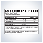 Alpha-Lipoic Acid 300 mg (60 Tablets) — Supplement Facts