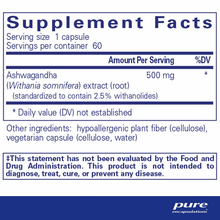 Ashwagandha-Vitamins & Supplements-Pure Encapsulations-60 Capsules-Pine Street Clinic