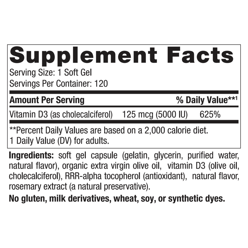Vitamin D3 5000 (120 Softgels)