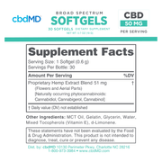 Broad Spectrum CBD Softgel Capsules - Supplement Facts