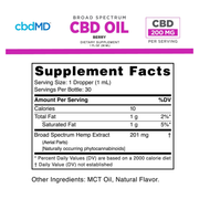 Broad Spectrum CBD Oil Tincture (30 mL) - Supplement Facts