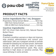 Canine CBD Oil (Peanut Butter) (30 mL) - Supplement Facts