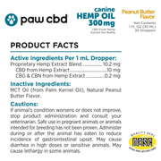 Canine CBD Oil (Peanut Butter) (30 mL) - Supplement Facts