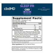 Broad Spectrum PM CBD Oil Tincture with Melatonin (Mint) (30 mL) - Supplement Facts