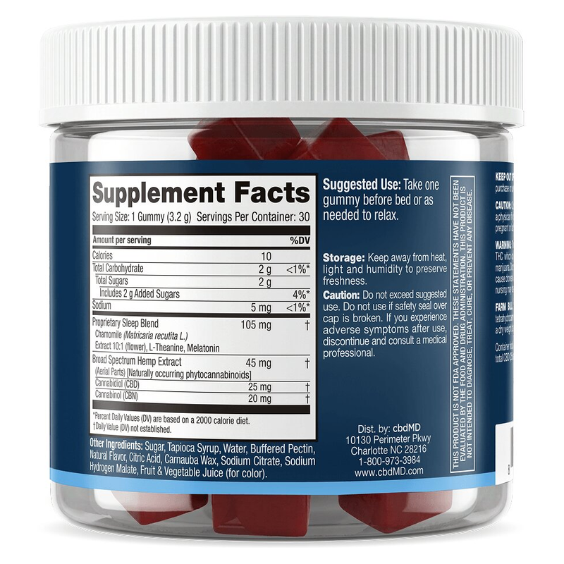 Broad Spectrum Sleep Gummies with Melatonin (Tropical Mix) (30 ct) - Label