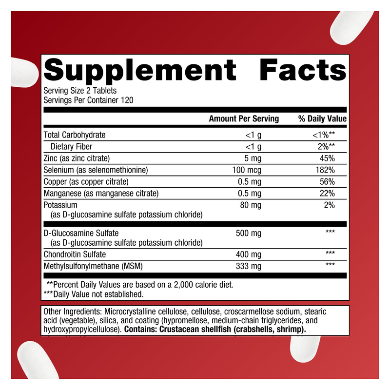 ChondroCare with MSM (240 Tablets) — Supplement Facts