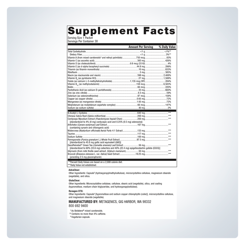 Clear Change Essentials Daily Packs (30 Packets) — Supplement Facts