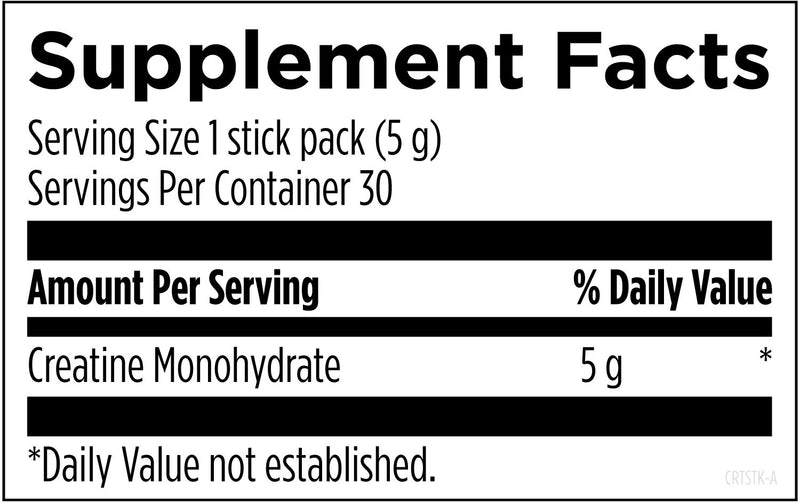 Creatine Monohydrate Powder (30 Stick) Supplement Facts