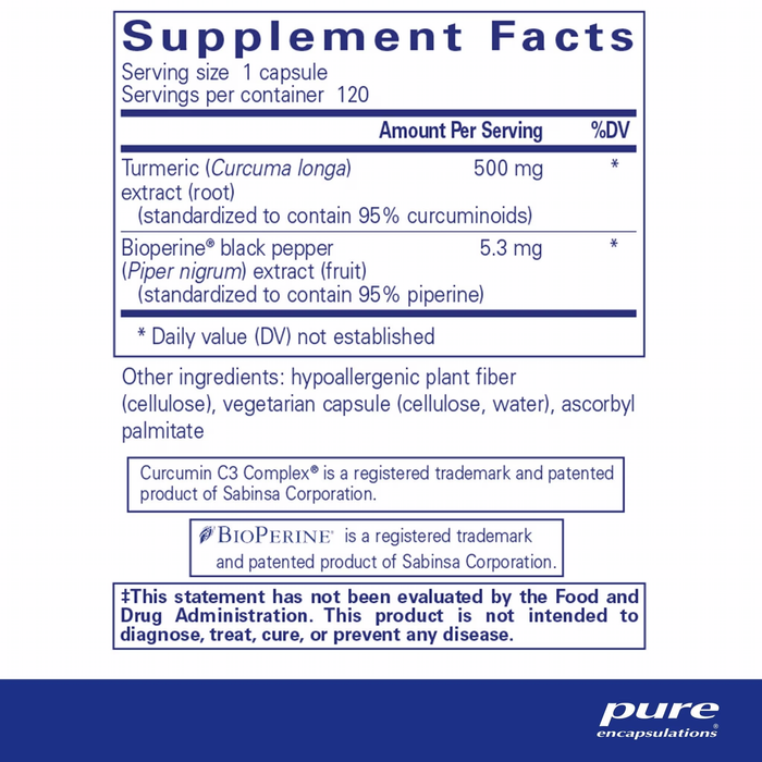 Curcumin 500 with Bioperine-Vitamins & Supplements-Pure Encapsulations-60 Capsules-Pine Street Clinic
