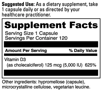 Vitamin D3 (5,000 IU) (120 Capsules)
