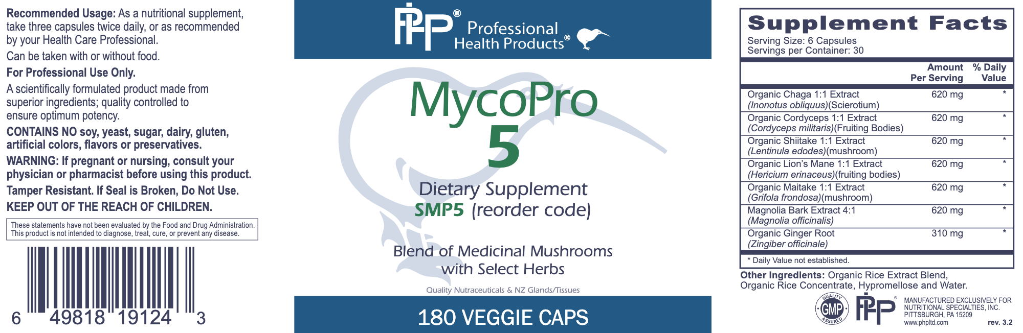 MycoPro 5 (180 Capsules)-Vitamins & Supplements-Professional Health Products-Pine Street Clinic