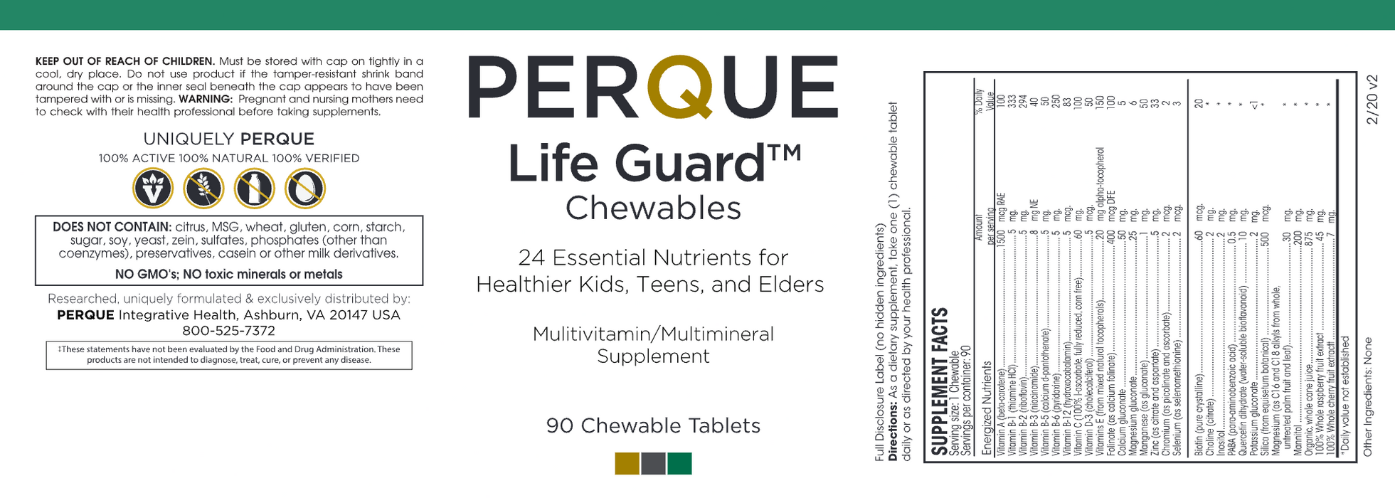 PERQUE - Life Guard Chewables (90 Chewable Tablets) - 