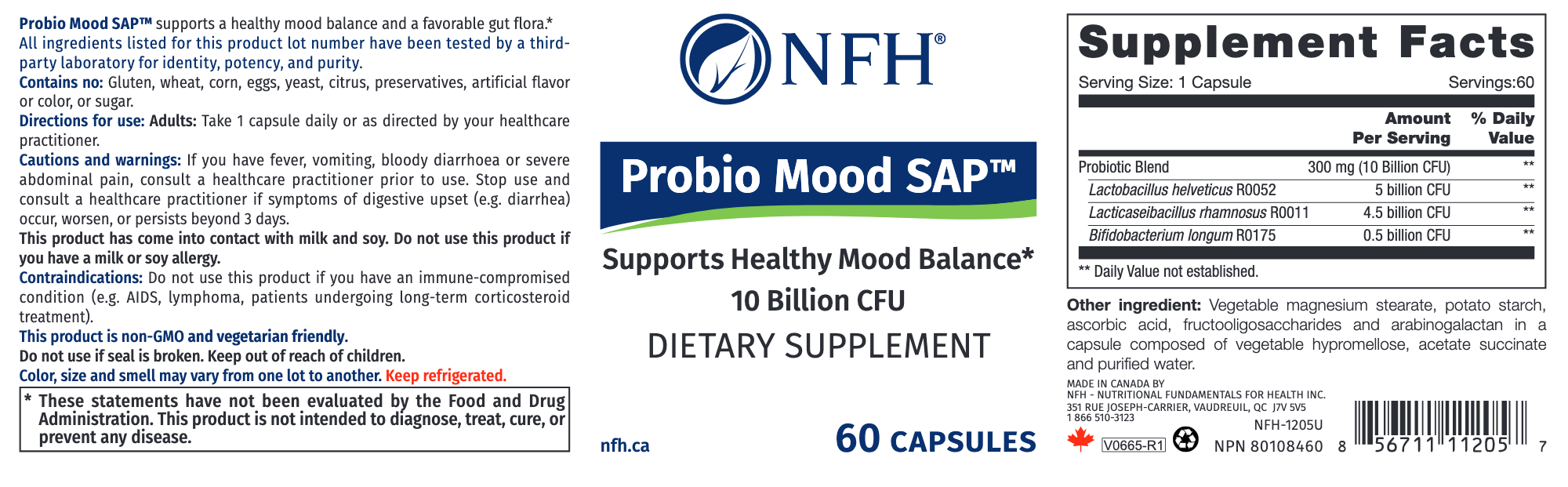 Probio Mood SAP (60 Capsules)-Vitamins & Supplements-Nutritional Fundamentals for Health (NFH)-Pine Street Clinic