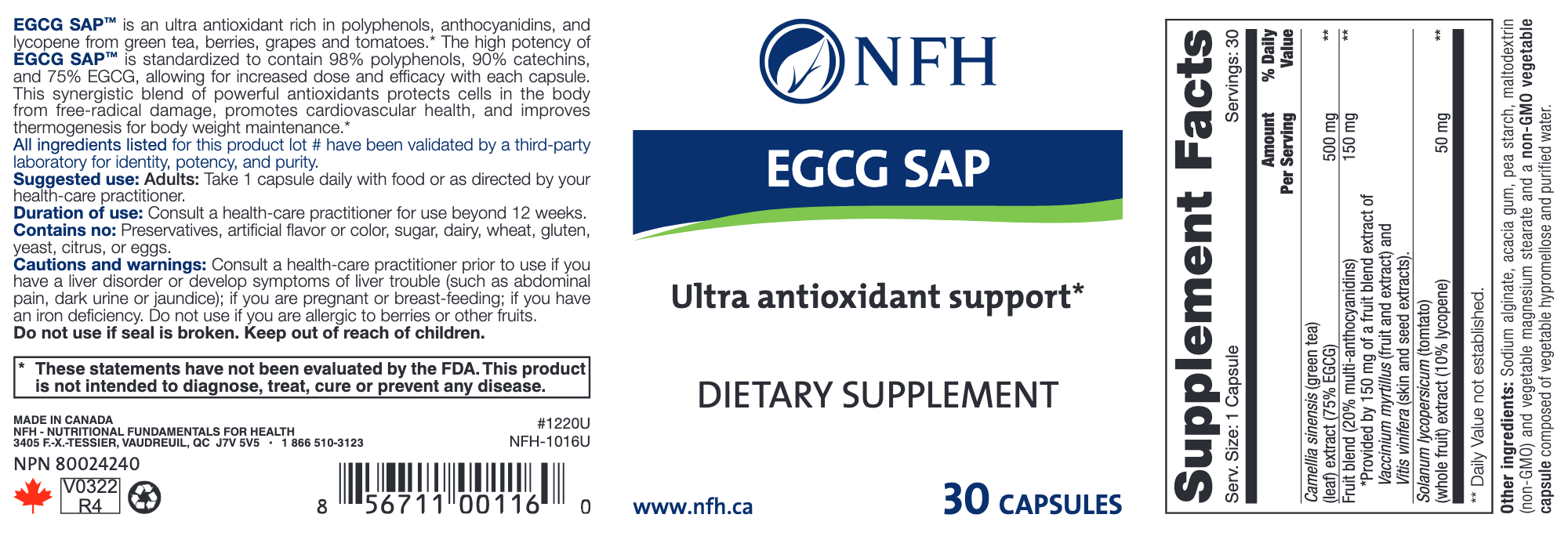 EGCG SAP-Vitamins & Supplements-Nutritional Fundamentals for Health (NFH)-60 Capsules-Pine Street Clinic
