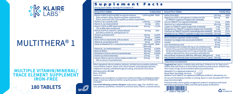 MultiThera 1 Iron-Free (180 Tablets)