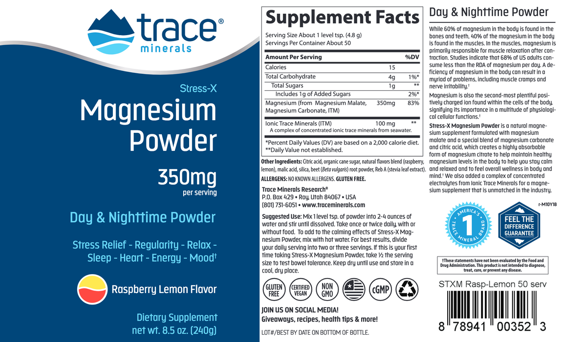 Stress-X Magnesium Powder (50 Servings)-Vitamins & Supplements-Trace Minerals-Lemon Lime-Pine Street Clinic