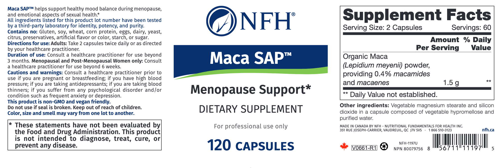 Maca SAP (120 Capsules)-Vitamins & Supplements-Nutritional Fundamentals for Health (NFH)-Pine Street Clinic