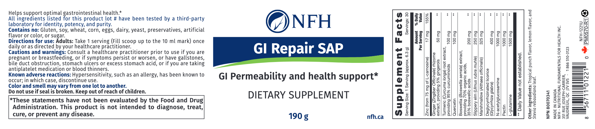 GI Repair SAP (190 Grams Powder)-Vitamins & Supplements-Nutritional Fundamentals for Health (NFH)-Pine Street Clinic