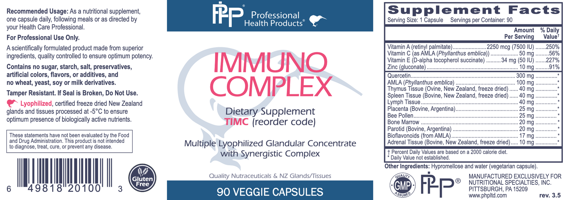 Immuno Complex (90 Capsules)-Vitamins & Supplements-Professional Health Products-Pine Street Clinic
