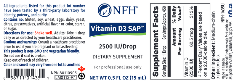 Vitamin D3 SAP (2500 IU) (15 mL Liquid)